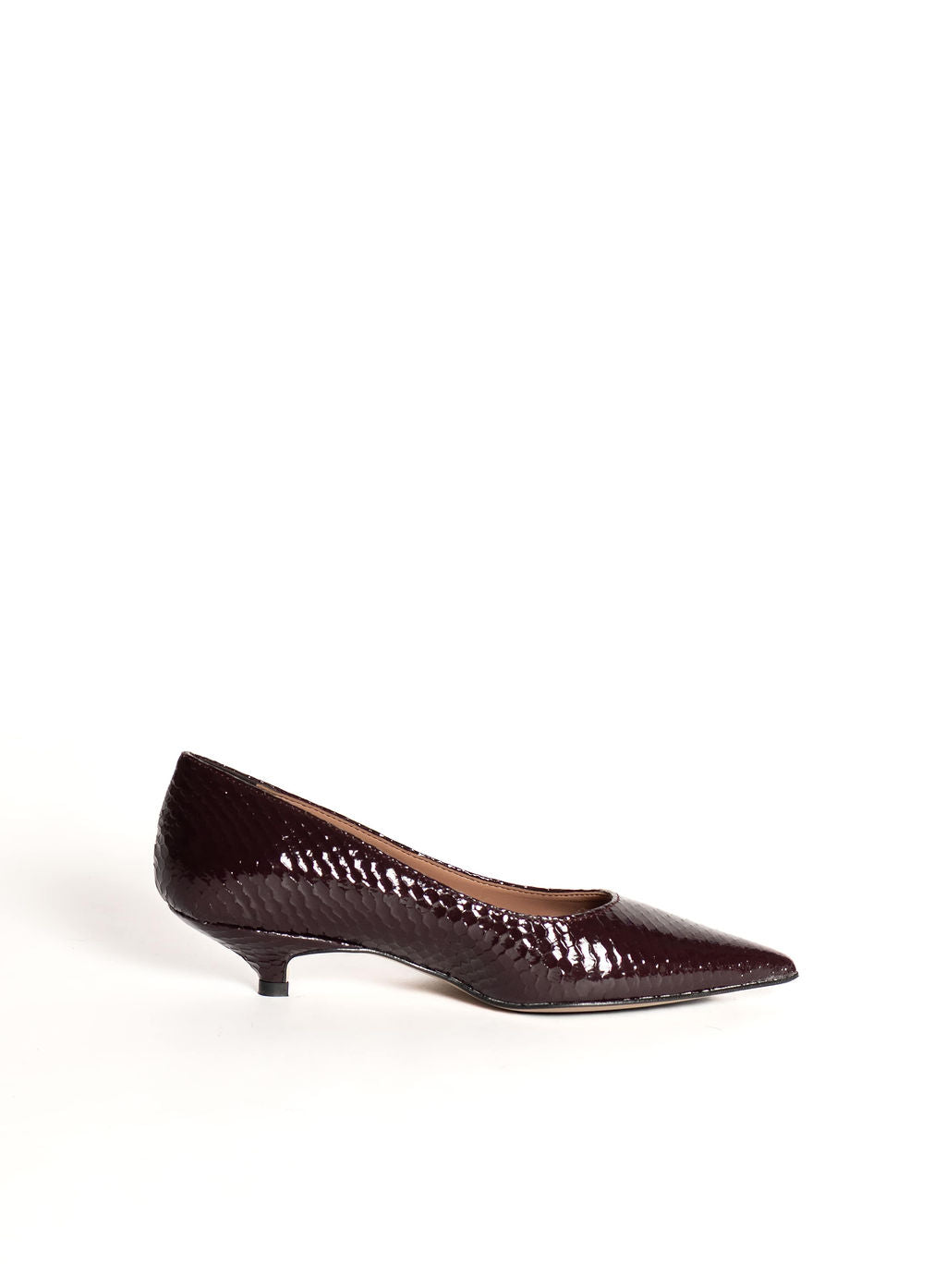 DIVINE FOLLIE DECOLLETE VERNICE PITONE BORDEAUX P3031