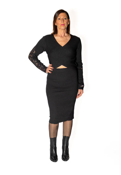 HAVEONE COMPLETO PIZZO MAGLIA NERO