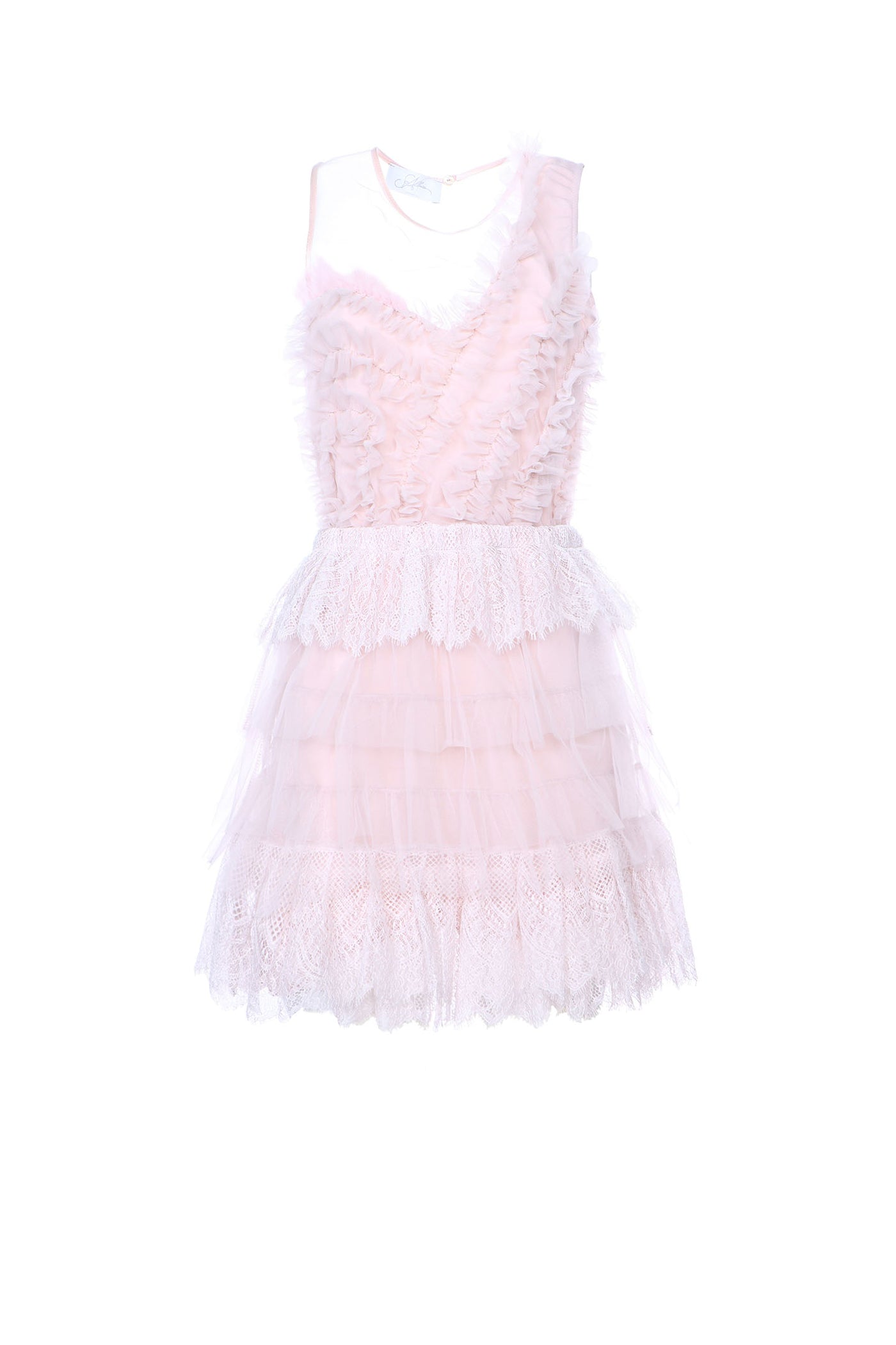Soallure - ABITO CORTO BALZE E ROUCHES TULLE PIZZO