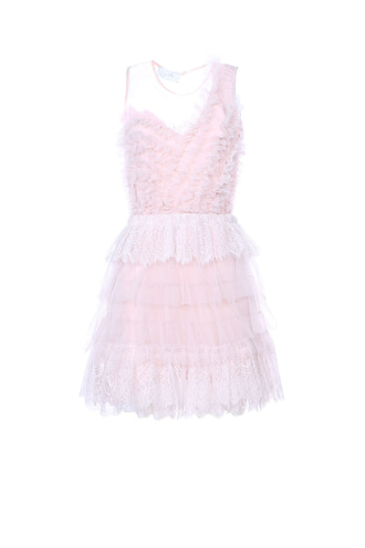 Soallure - ABITO CORTO BALZE E ROUCHES TULLE PIZZO
