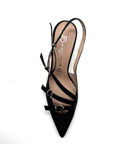 DIVINE FOLLIE - SLINGBACK SCAMOSCIATA COLOR NERO