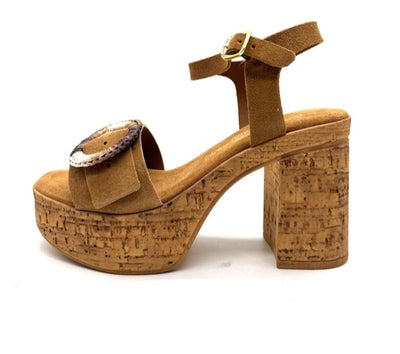 DIVINE FOLLIE SANDALO ZOCCOLO  CAMOSCIO TABACCO
