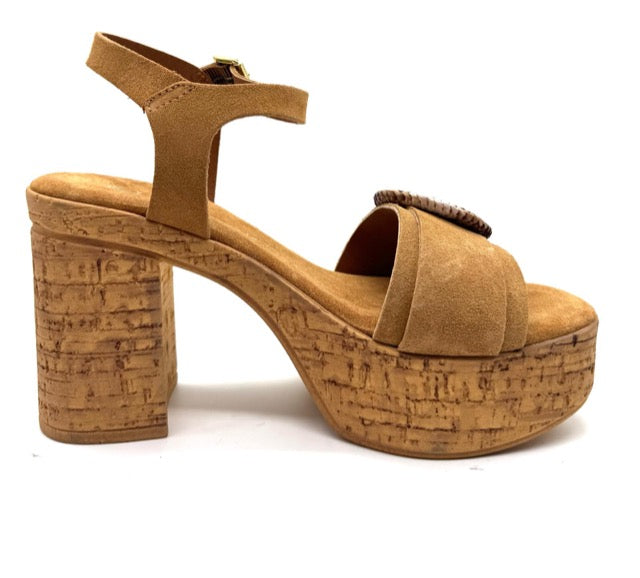 DIVINE FOLLIE SANDALO ZOCCOLO  CAMOSCIO TABACCO