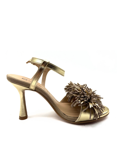 Divine Follie - Sandalo con pon pon oro e taupe