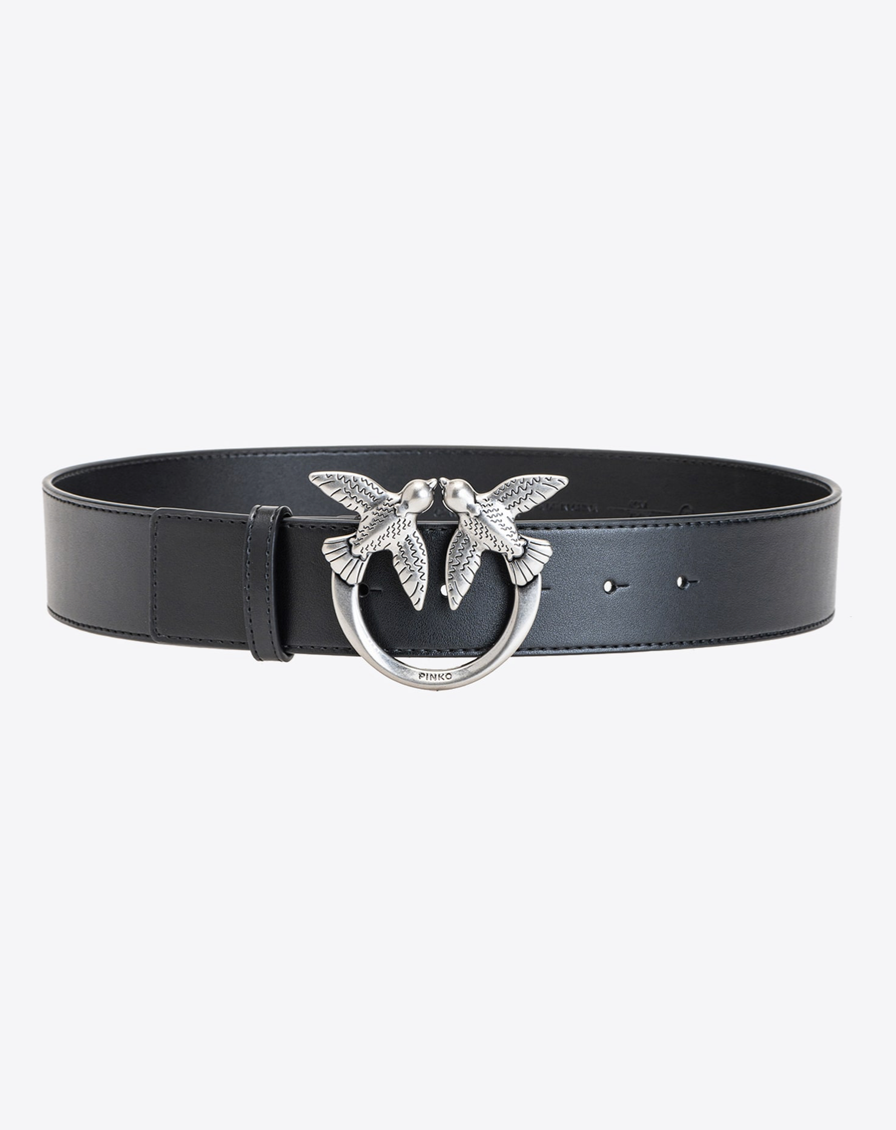 PINKO - CINTURA H3 LOVE BIRDS ARGENTO IN PELLE