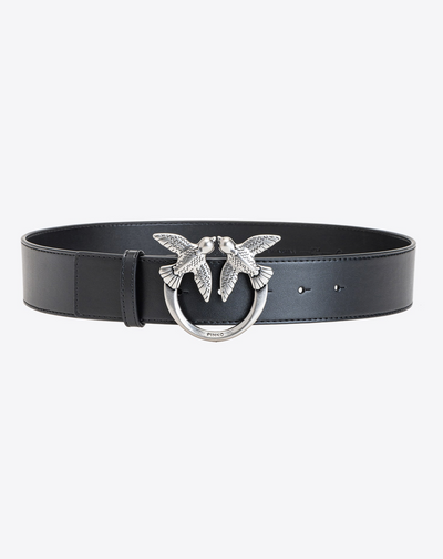 PINKO - CINTURA H3 LOVE BIRDS ARGENTO IN PELLE