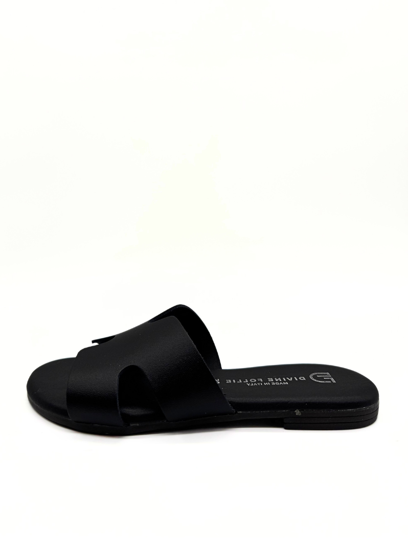 Divine Follie - Flat Ciabattina Varchetta Nero