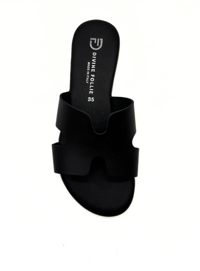 Divine Follie - Flat Ciabattina Varchetta Nero