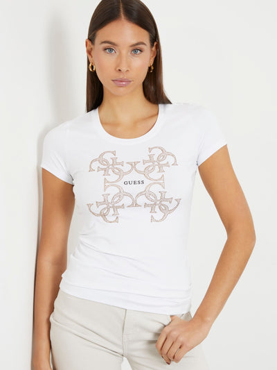 Guess - T-shirt stretch logo frontale White