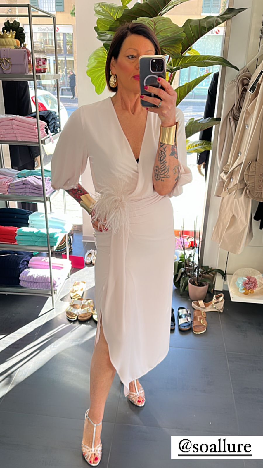 Soallure - ABITO LUNGO INCROCIO MANICA 3/4 GEORGETTE