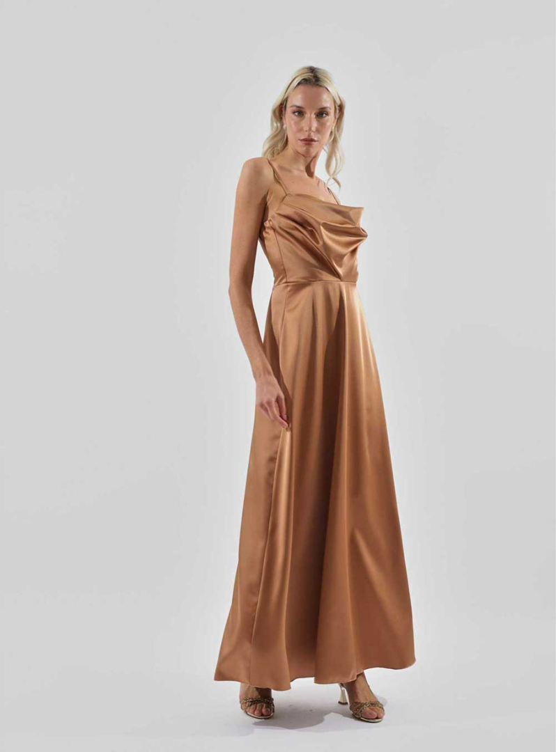 Haveone - Abito lungo bronzo