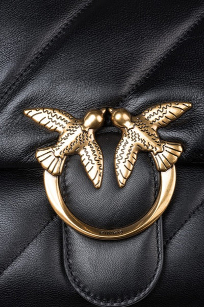 PINKO NERO GOLD  BIG LOVE BAG PUFF MAXI QUILT