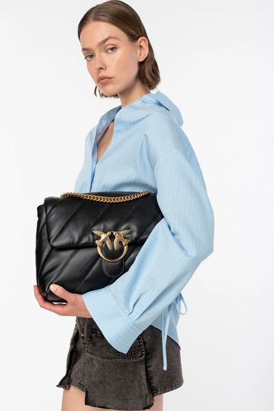 PINKO NERO GOLD  BIG LOVE BAG PUFF MAXI QUILT