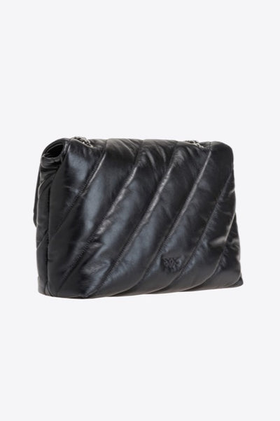 PINKO NERO SILVER BIG LOVE BAG PUFF MAXI QUILT