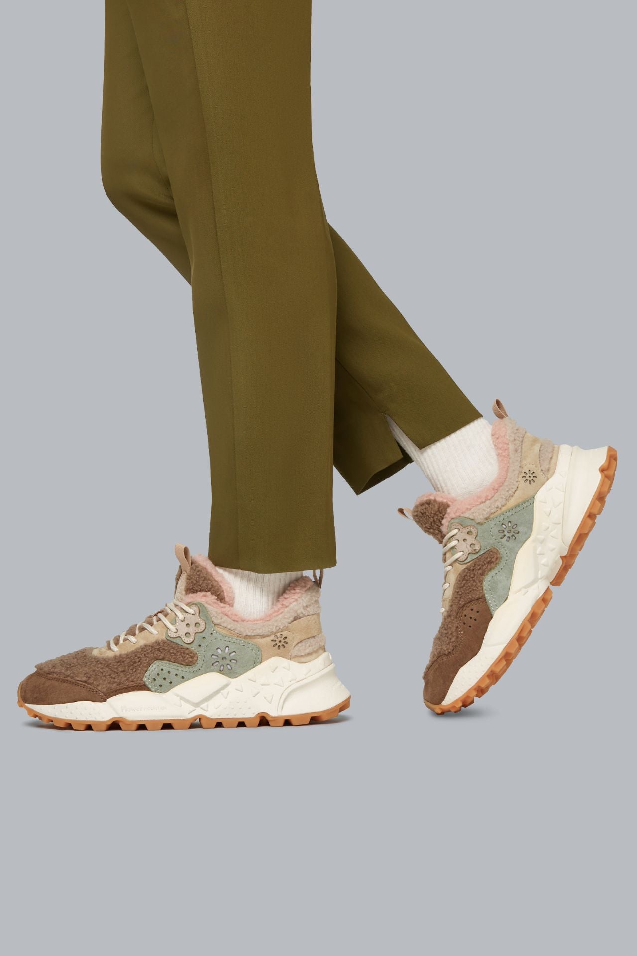 FLOWER MOUNTAIN KOTETSU WOMAN Sneakers in suede e sintetico - Beige-Rosa