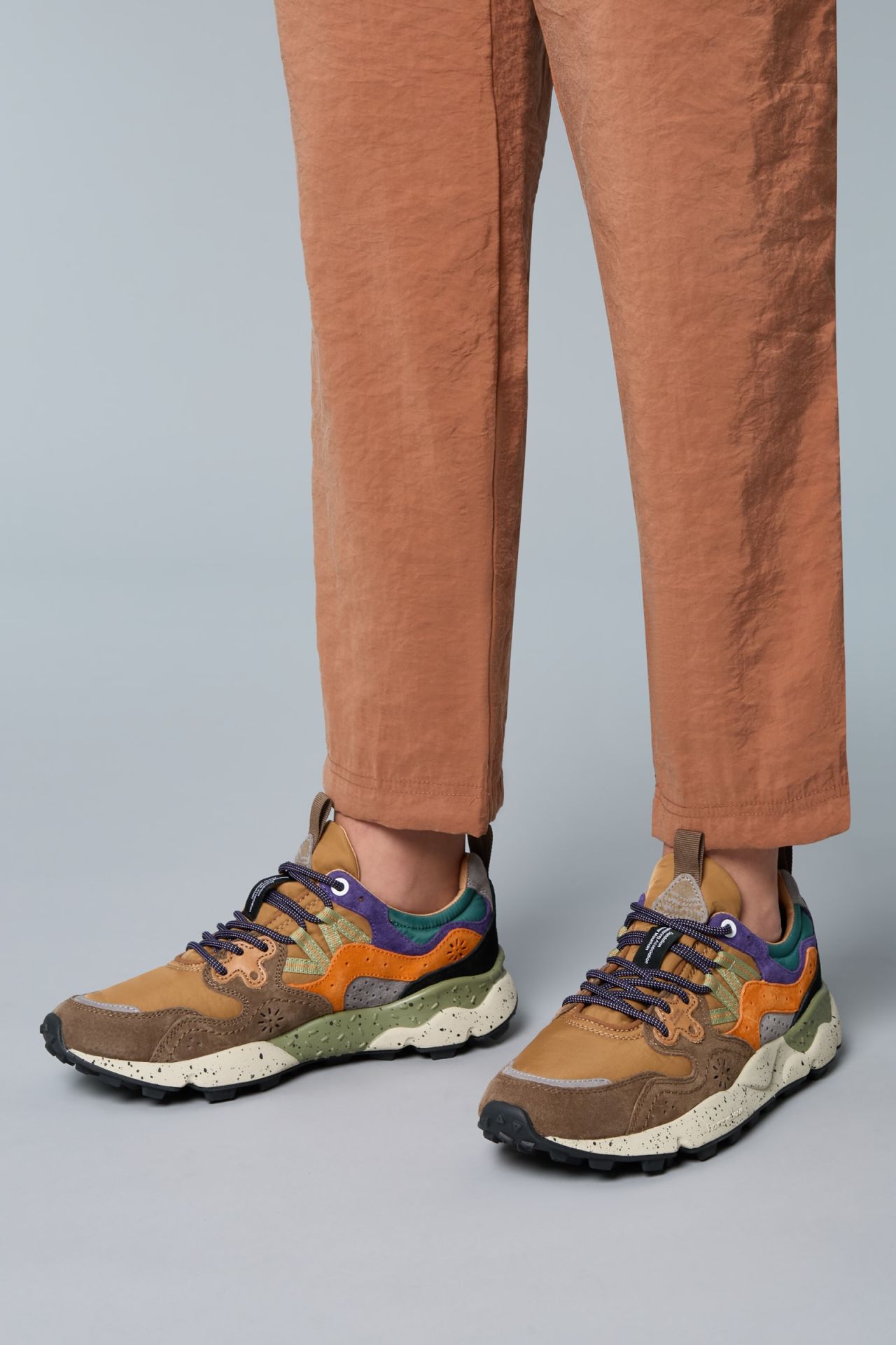 FLOWER MOUNTAIN YAMANO 3 UNI Sneakers in suede e tessuto tecnico - Cognac