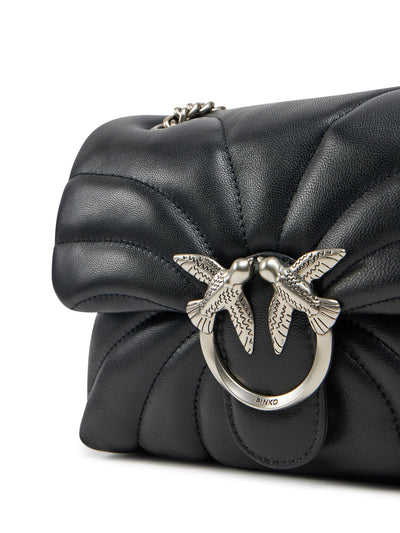 PINKO Borsa a tracolla grande Love Bag Puff trapunta farfalla SILVER
