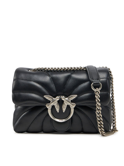 PINKO Borsa a tracolla grande Love Bag Puff trapunta farfalla SILVER