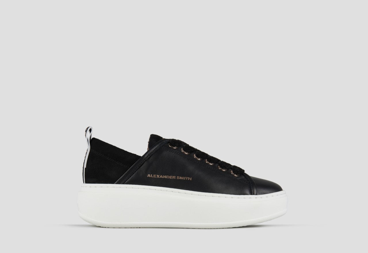 ALEXANDER SMITH Wembley Alta Donna in morbida pelle nera e tallone in suede