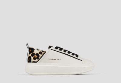 ALEXANDER SMITH Wembley Donna in pelle bianca e tallone in cavallino maculato