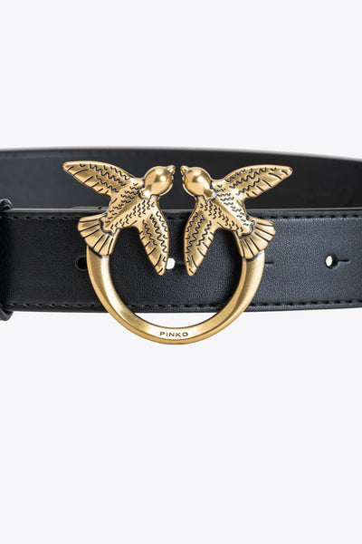 PINKO - CINTURA H3 LOVE BIRDS ORO IN PELLE