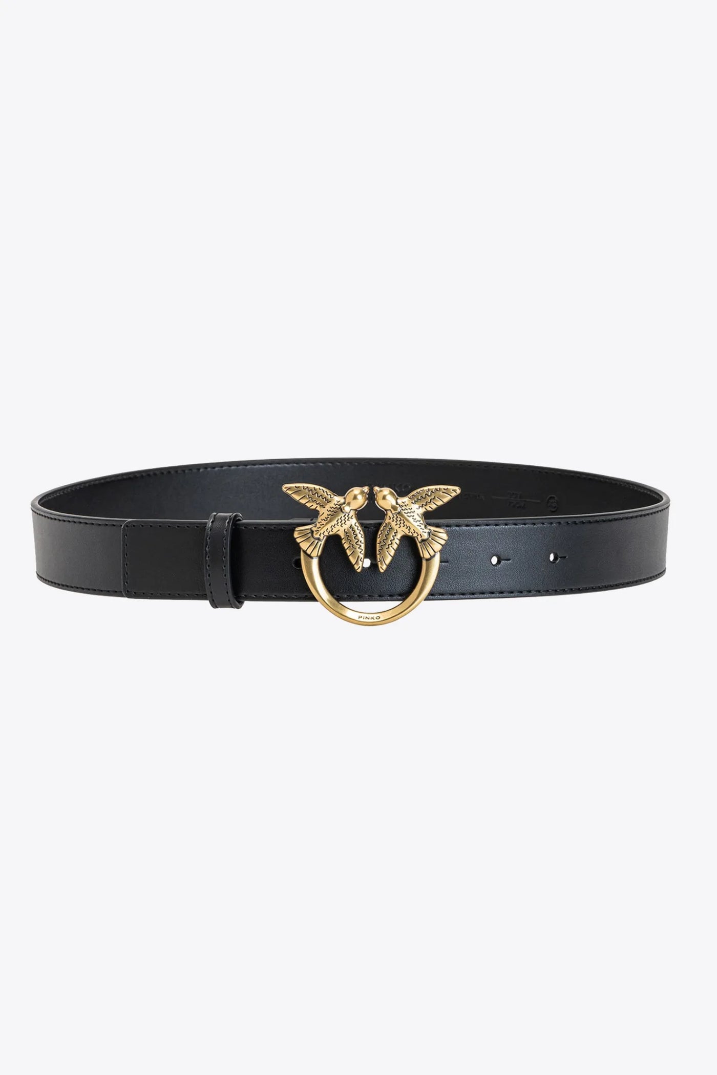 PINKO - CINTURA H3 LOVE BIRDS ORO IN PELLE
