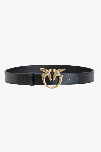 PINKO - CINTURA H3 LOVE BIRDS ORO IN PELLE