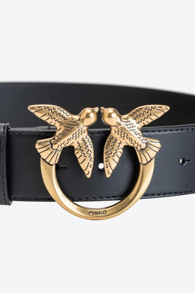 PINKO - CINTURA H4 LOVE BIRDS ORO IN PELLE